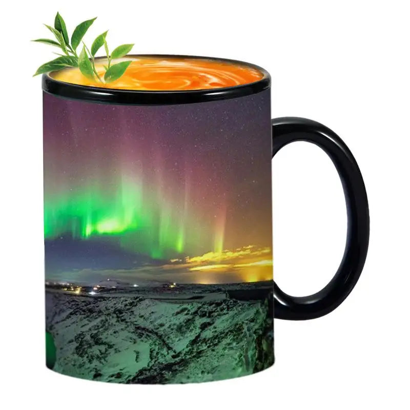 Heat Changing Reveal Mug – Northern Lights Design Ceramic Magic Mug