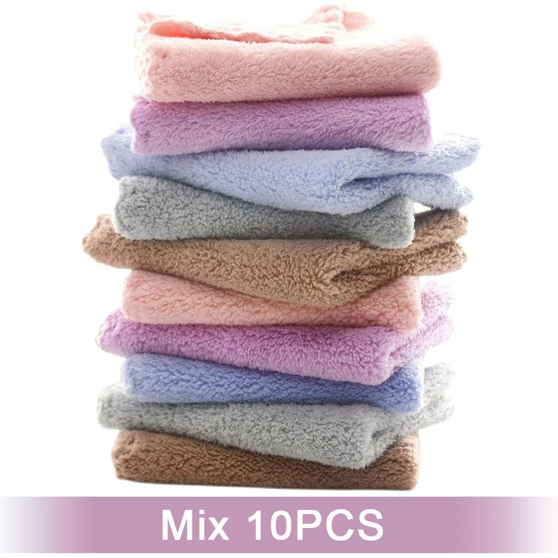 10PCS Coral Fleece Towels – Thickened Quick-Dry Microfiber Set
