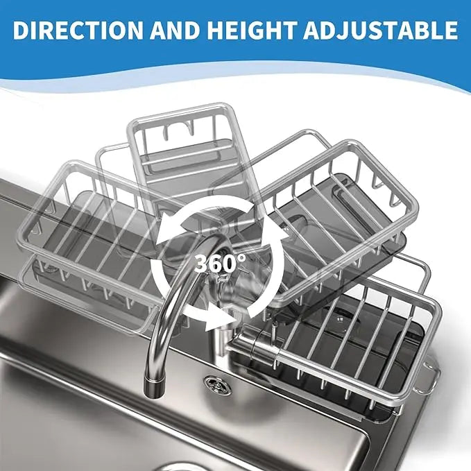 Stainless Steel Kitchen Sink Drainer & Faucet Towel Rack Organizer