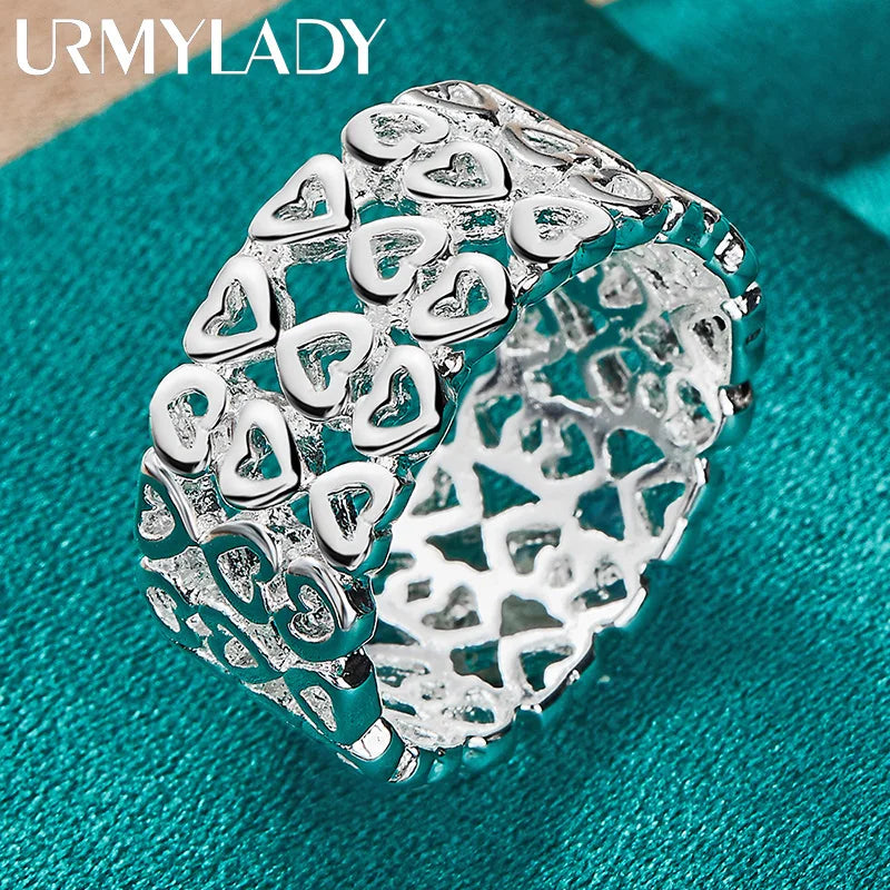 URMYLADY 925 Sterling Silver Hollow Heart Ring – Wedding & Engagement Jewelry