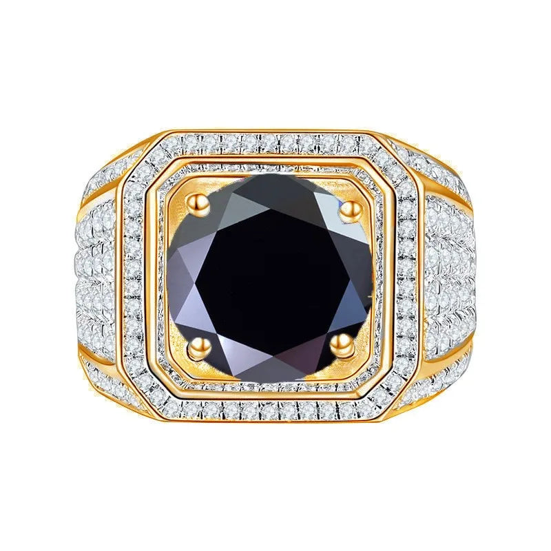 1CT Moissanite Men's Ring – 6.5mm Platinum-Plated 925 Silver with GRA Certificate