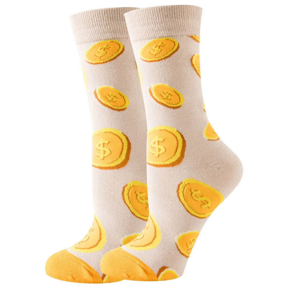 Unisex Animal & Fruit Print Socks – Hip Hop Skateboard Mid-Rise Style