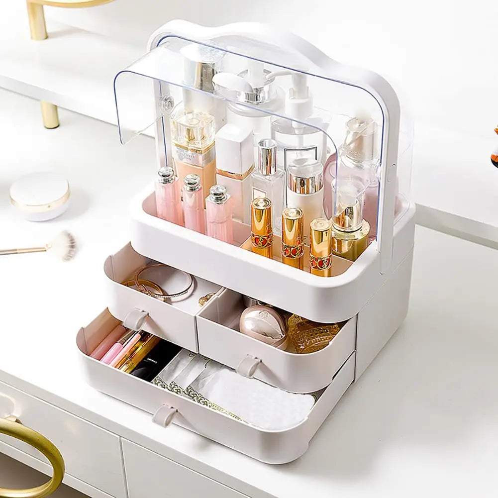 Cosmetic Organizer – Waterproof, Dustproof with Lid & Drawer