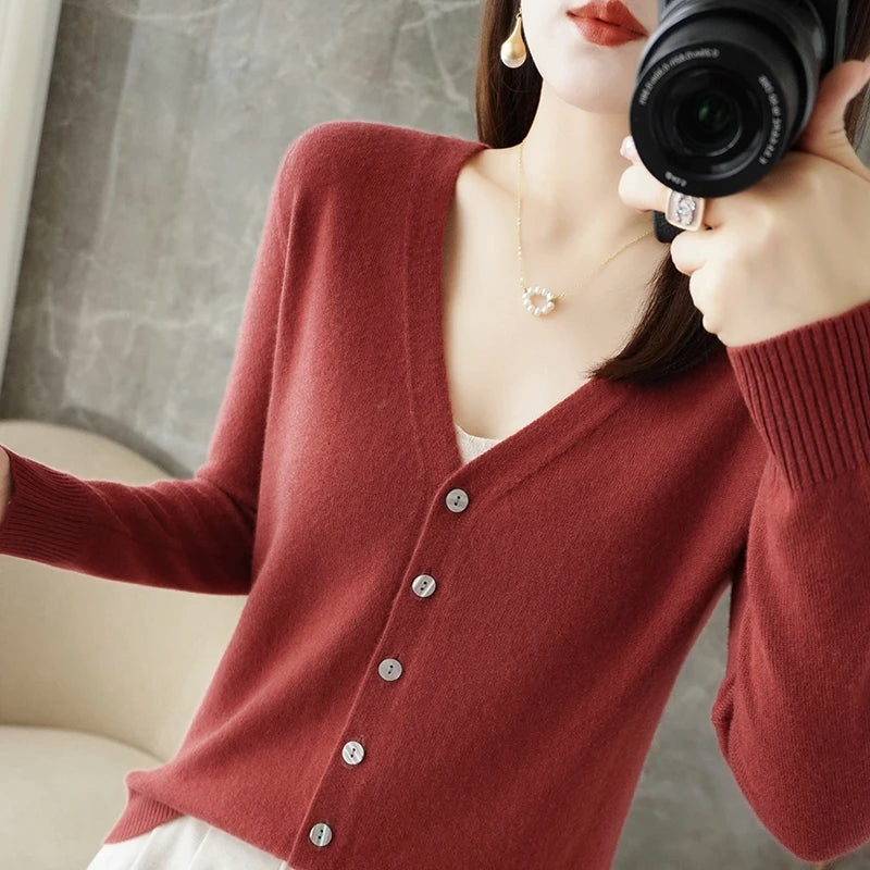 2024 V-Neck Women's Loose Sweater Cardigan ZHI D035
