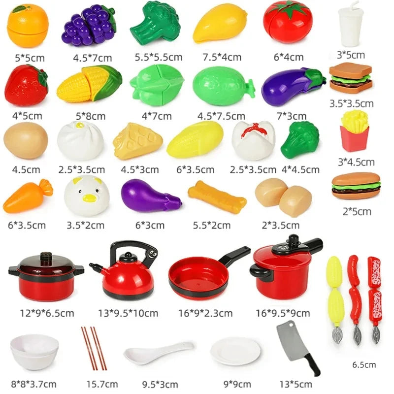 Kids Kitchen Playset – Simulation Cooking Toys with Cookware & Fruit Cutting Set