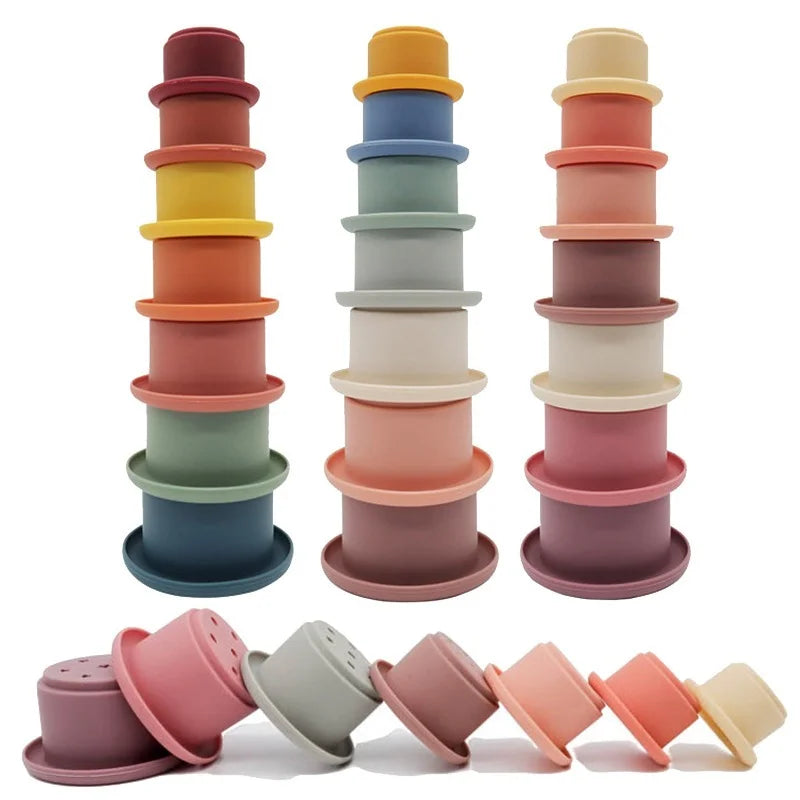 Baby Silicone Hourglass Stacking Toy – Montessori Bath & Learning Gift