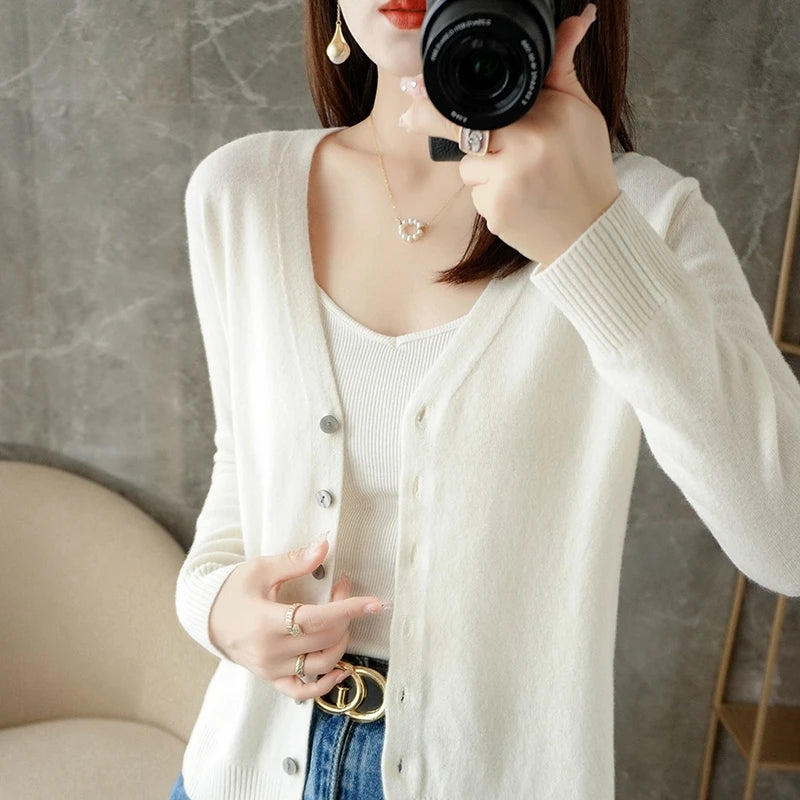 2024 V-Neck Women's Loose Sweater Cardigan ZHI D035