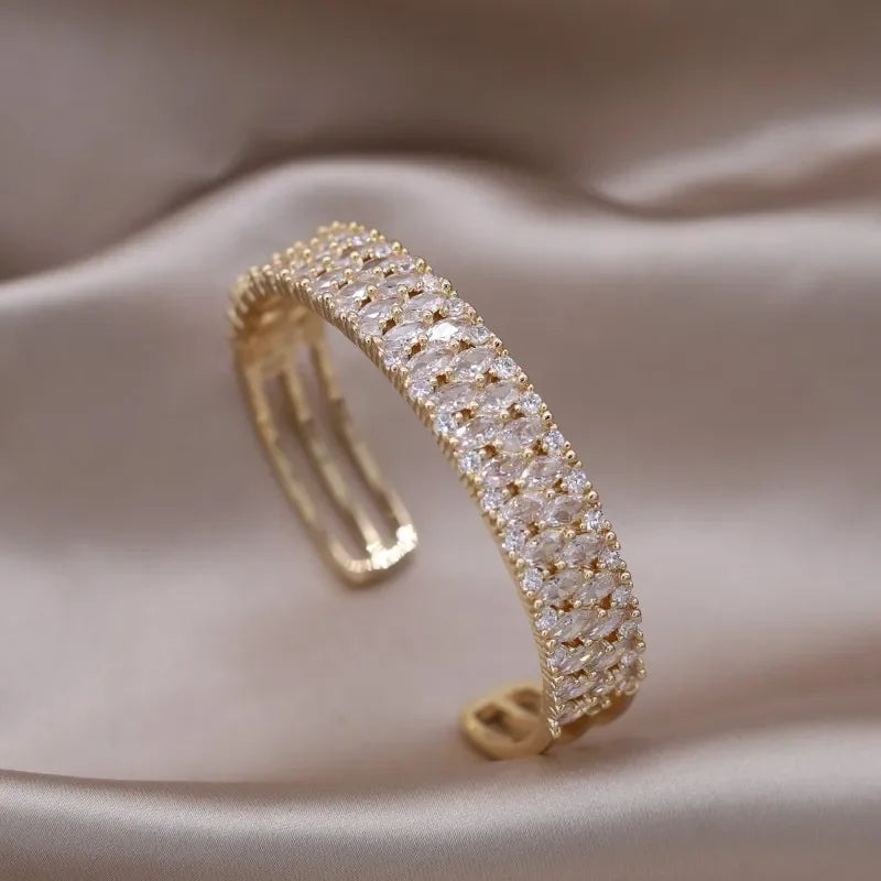 2024 French Design Two-Color Plated Zircon Letter X Bracelet – Elegant Women's Work Accessory