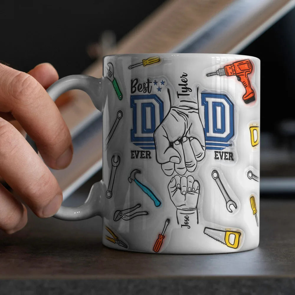 Personalized Dad Mug – Custom Name Coffee Cup with 3D Text Effect