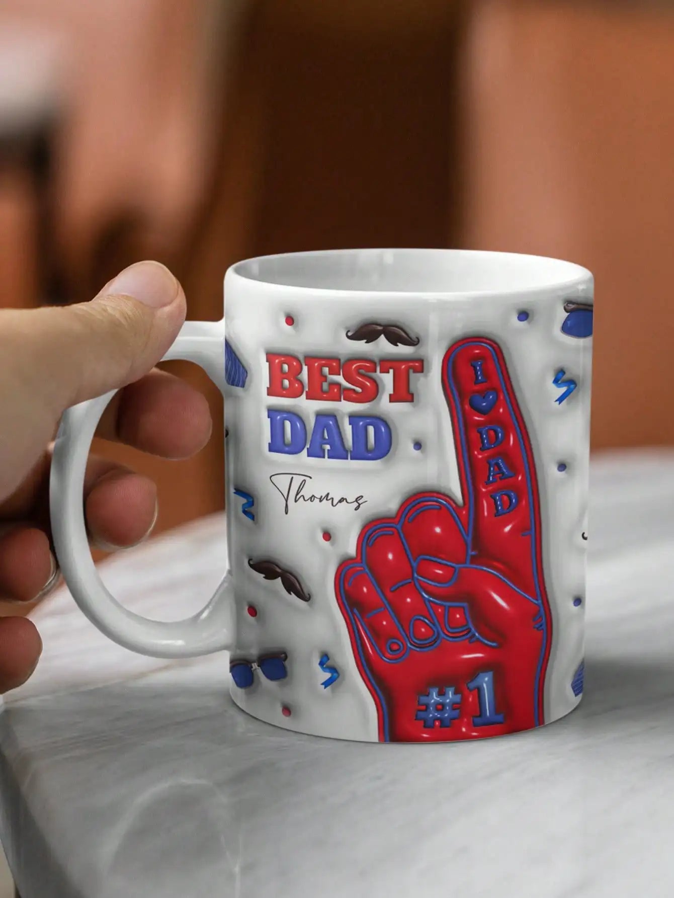 Personalized 3D Dad Mug – Custom Photo & Name Coffee Cup for Father's Day