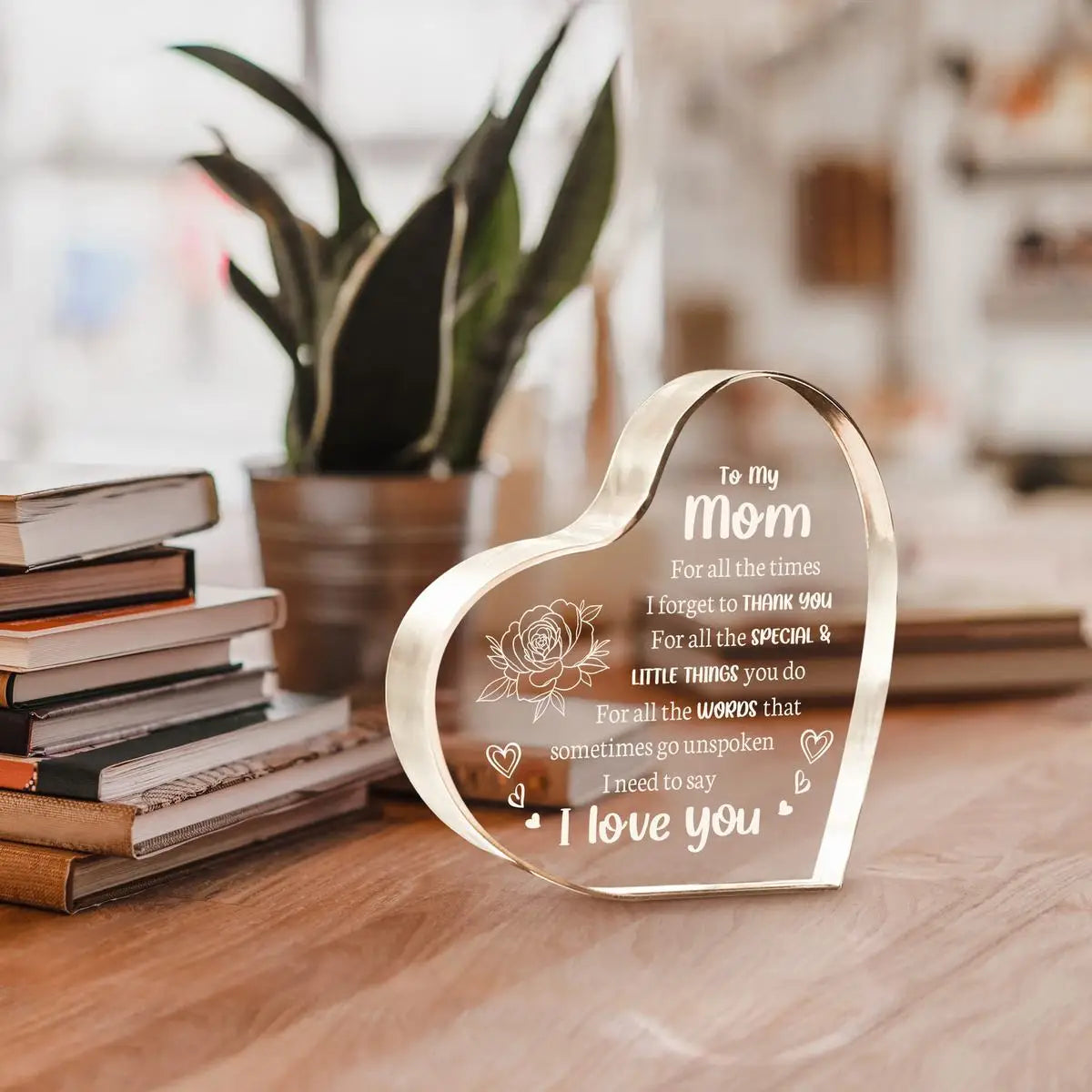 Acrylic Heart-Shaped Mom Gift – Perfect for Birthday, Mother's Day, & Valentine's Day