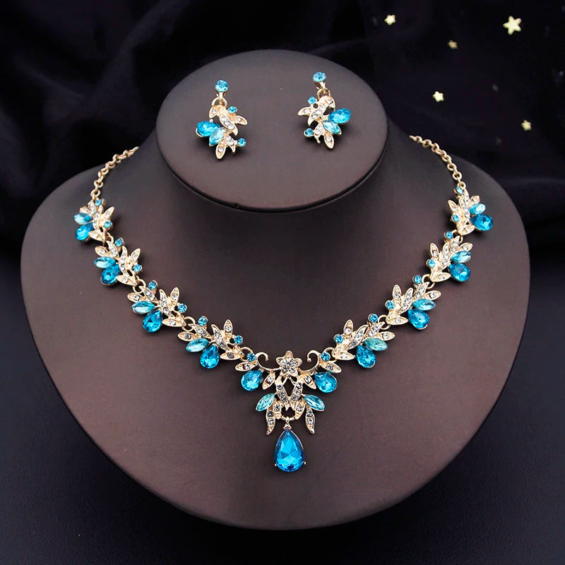 Elegant Bridal Necklace & Dangle Earrings Set – Two-Piece Wedding Jewelry