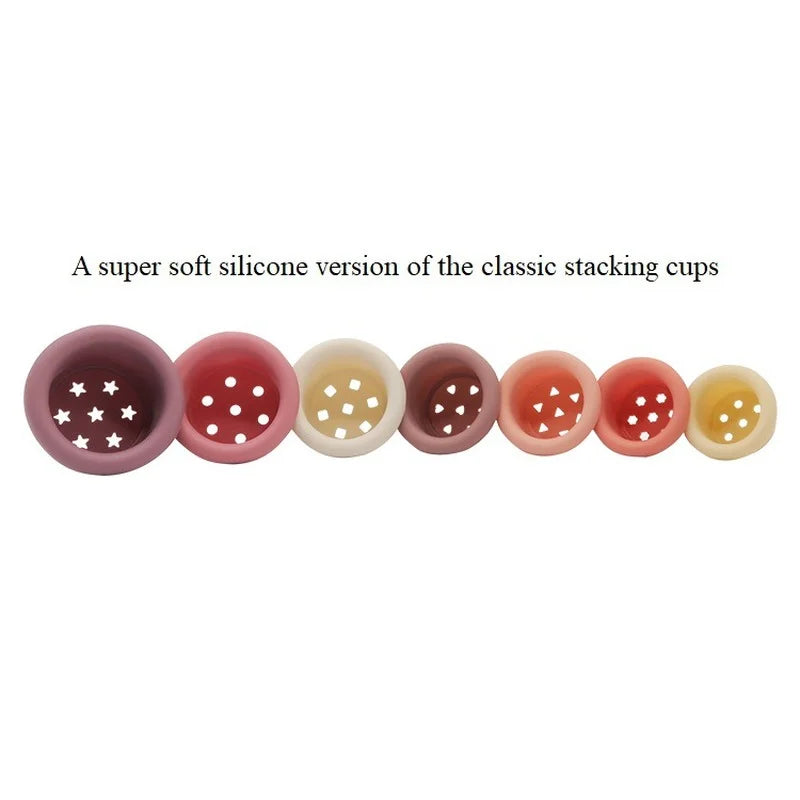 Baby Silicone Hourglass Stacking Toy – Montessori Bath & Learning Gift