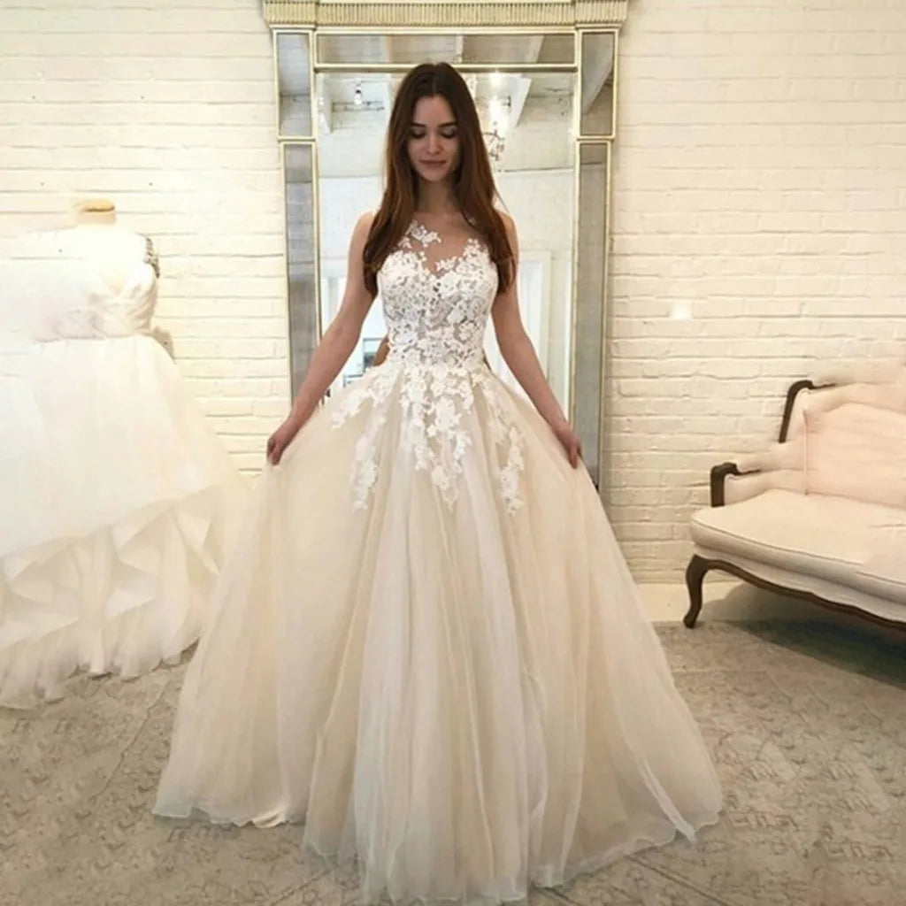 Floral Lace Chiffon Bridesmaid Dress – Sleeveless, Elegant Evening Gown with Sheer Mesh 4o