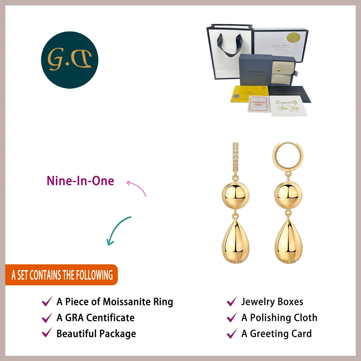 Gold Moissanite Tassel Earrings