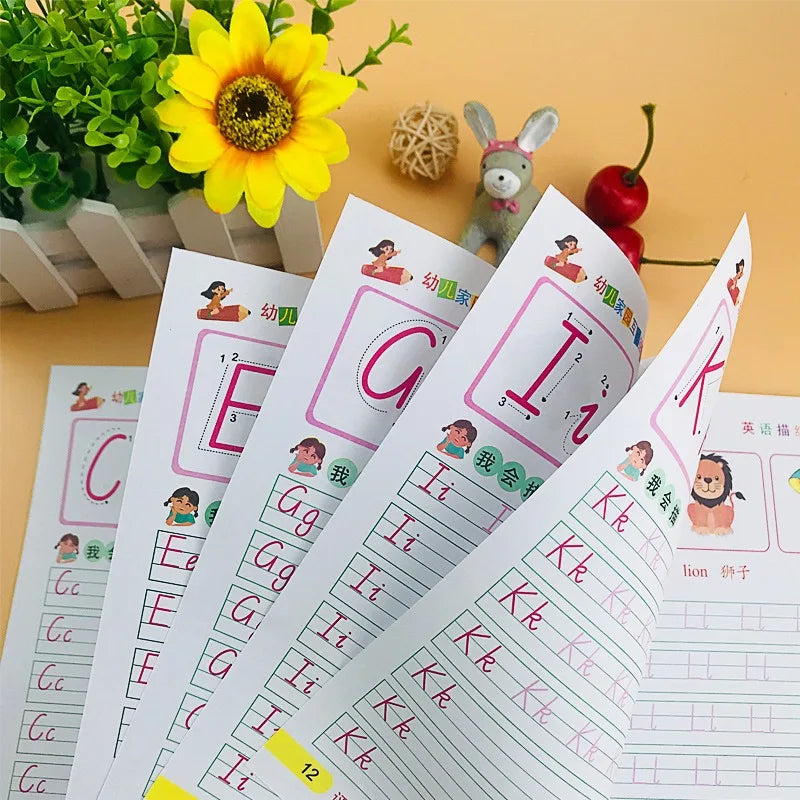 Calligraphy Practice Book – 32 Pages Alphabet & Math Workbook for Kids