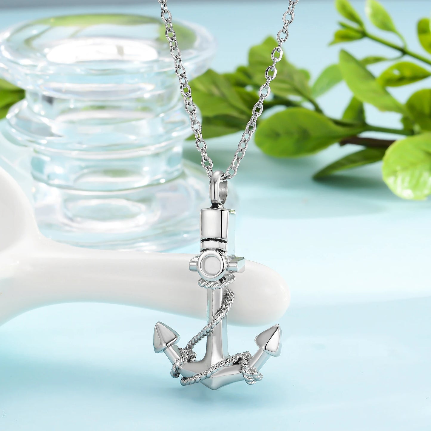 Anchor Cremation Urn Necklace – Stainless Steel Keepsake Jewelry for Ashes