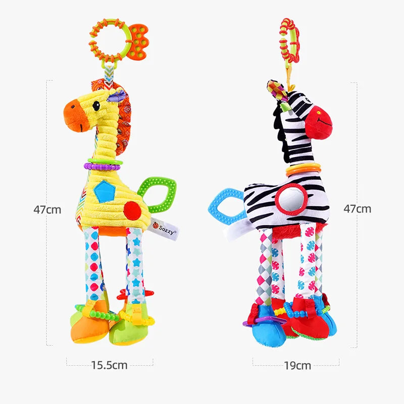 Soft Animal Handbell Rattles with Teether for Newborns