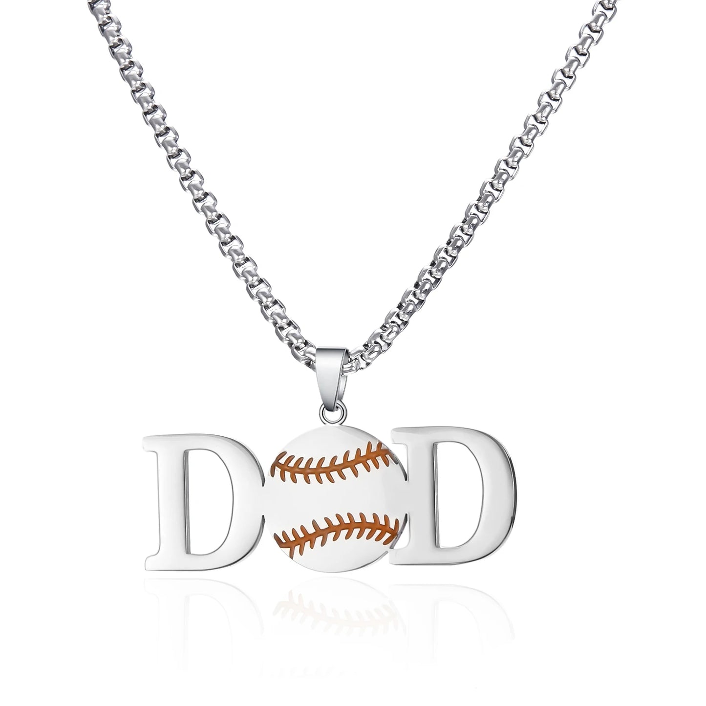 Father’s Day Sports Pendant Necklace – Stainless Steel Basketball/Soccer Charm for Men