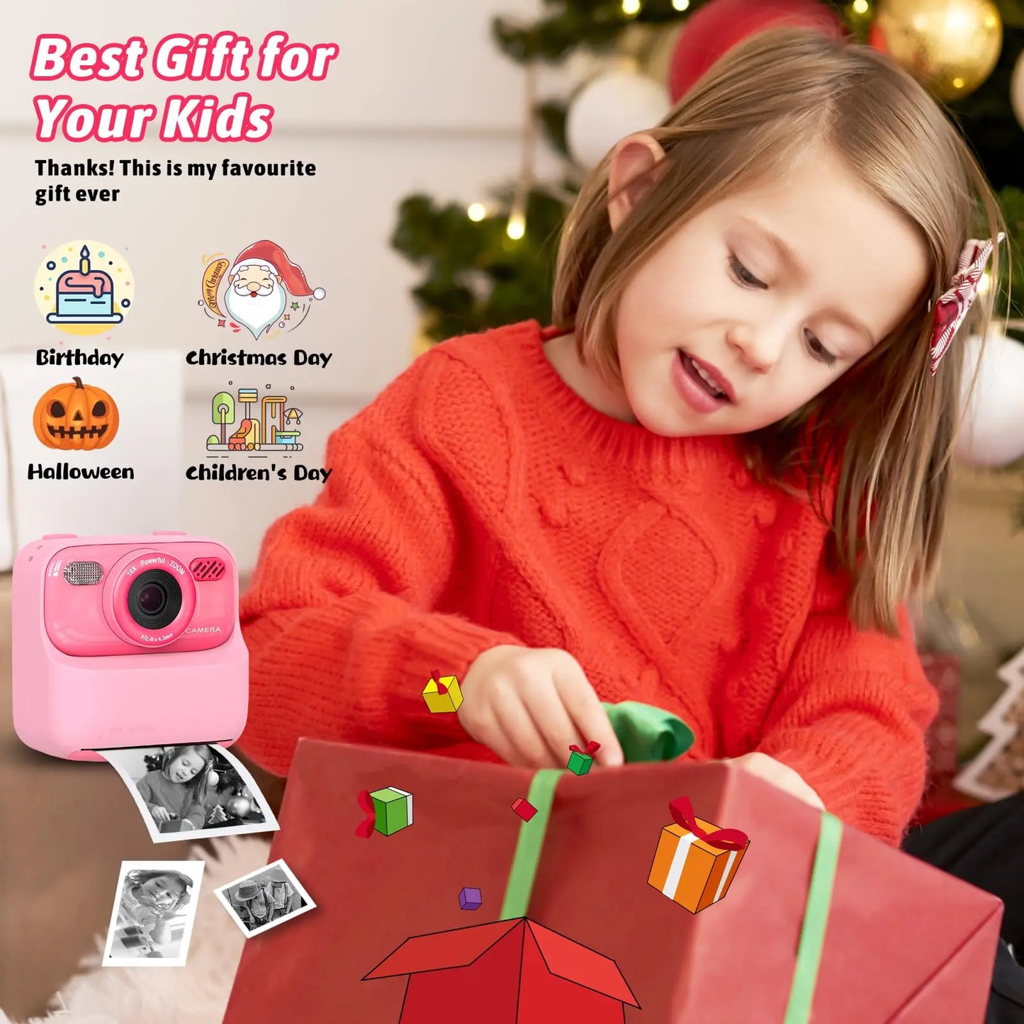Kids Instant Print Camera 1080P HD Dual Lens – 32GB Selfie Digital Gift
