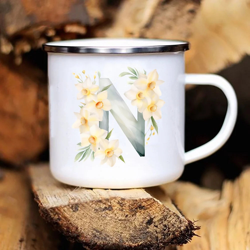 Personalized Floral Initial Mug – Monogram Coffee/Tea Gift for Weddings & Birthdays