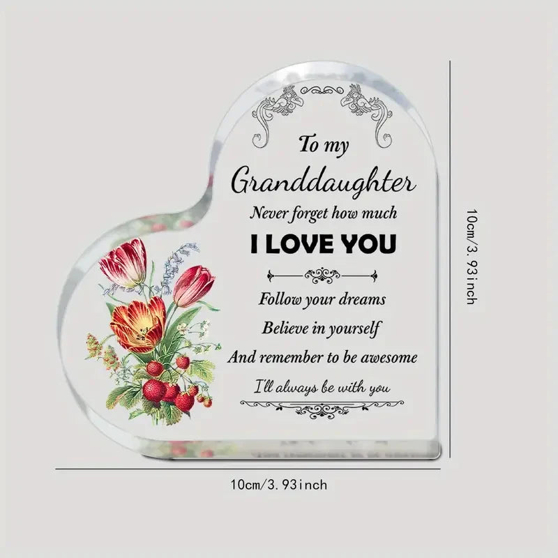 1PC engraved granddaughter gift - precious memories from grandparents - personalized acrylic tabletop decoration, a sentimental