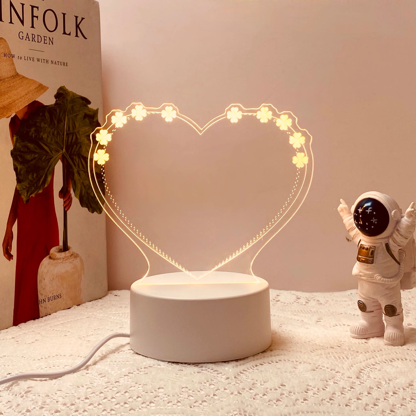 Heart-Shaped 3D Message Nightlight – USB Table Gift Light