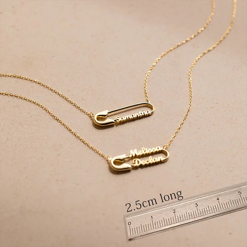 Custom Double Name Necklace – Personalized Gold Paperclip Chain for Women, Stainless Steel Jewelry Gift