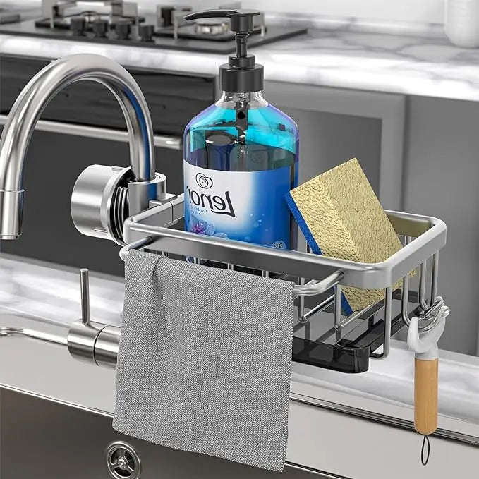 Stainless Steel Kitchen Sink Drainer & Faucet Towel Rack Organizer