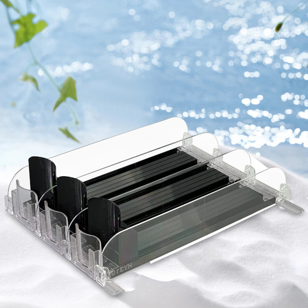 Adjustable Drink Organizer – Spring-Loaded Can & Bottle Dispenser for Fridge or Shelf