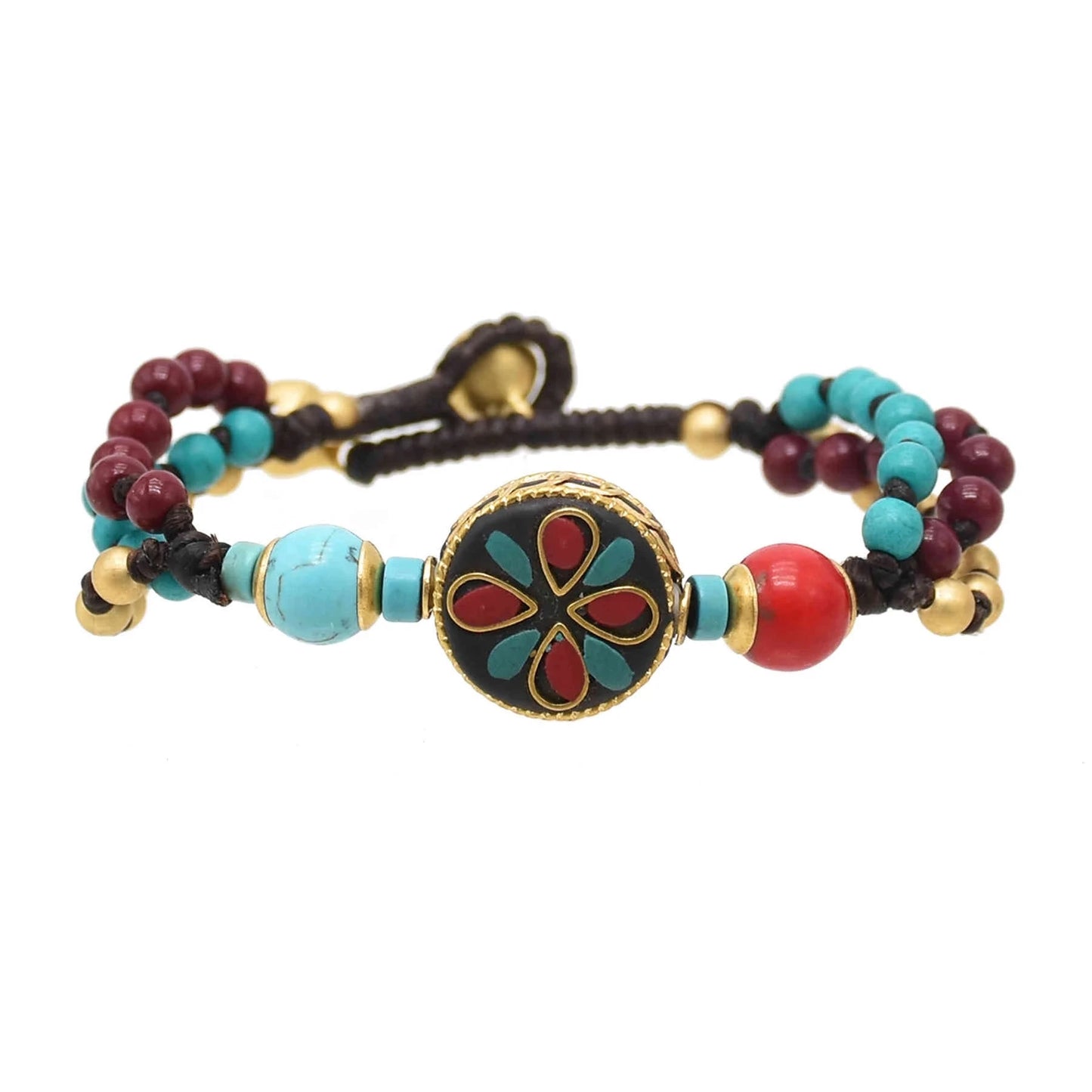 Gypsy Tribal Tibetan Bracelet – Boho Vintage Turquoise Elastic Bangle for Women