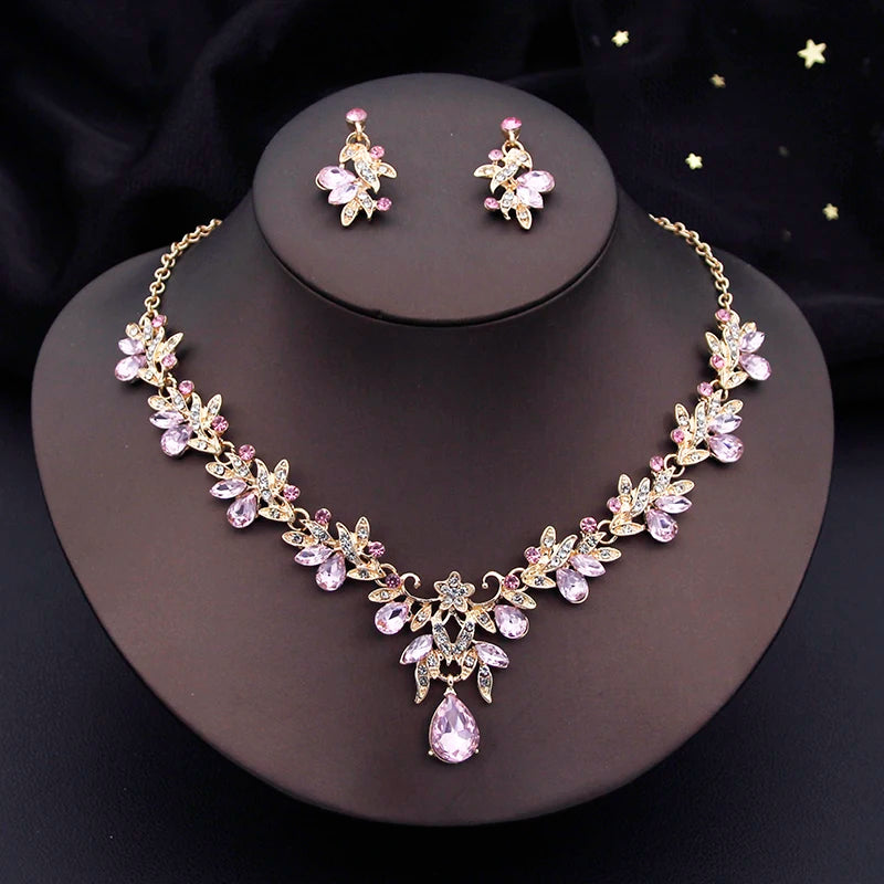 Elegant Bridal Necklace & Dangle Earrings Set – Two-Piece Wedding Jewelry