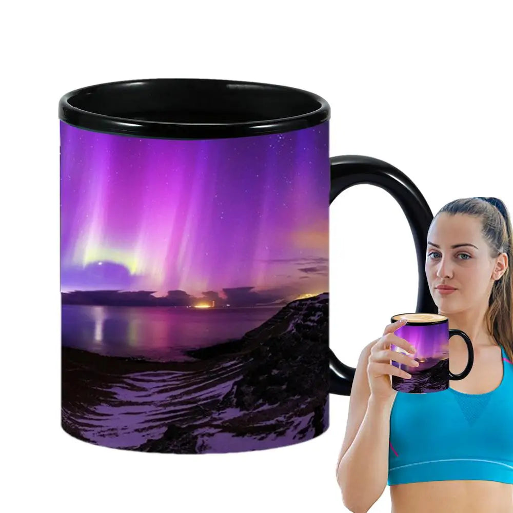 Heat Changing Reveal Mug – Northern Lights Design Ceramic Magic Mug