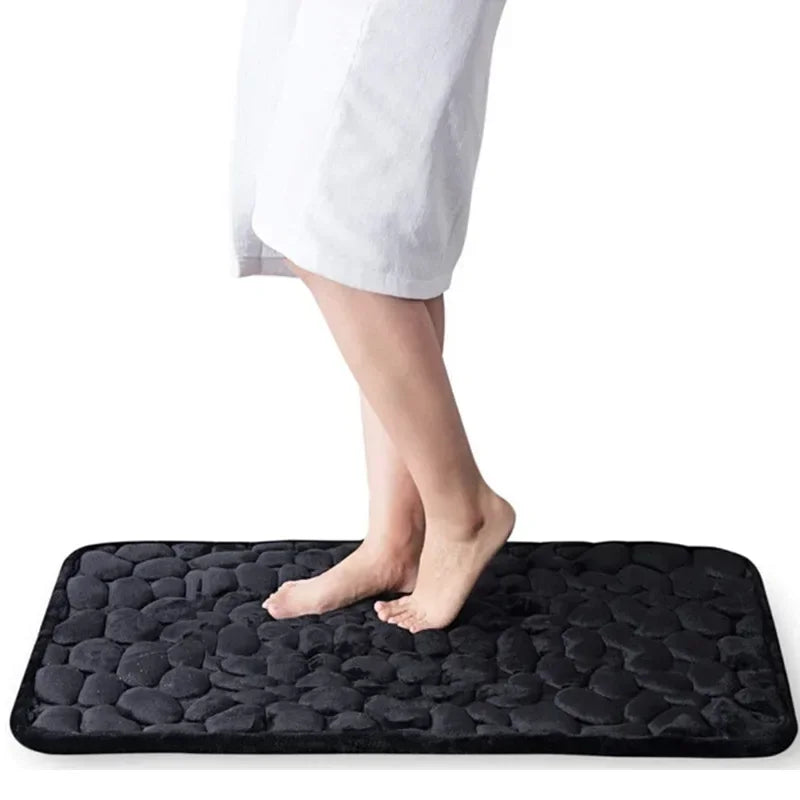 Super Absorbent Cobblestone Bath Mat – Non-Slip Bathroom Rug for Shower