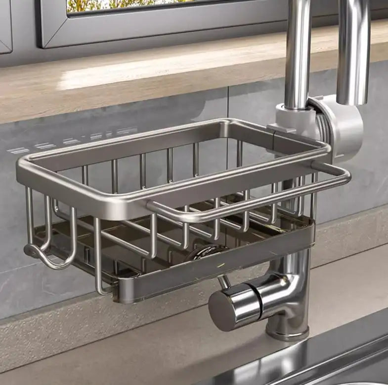 Stainless Steel Kitchen Sink Drainer & Faucet Towel Rack Organizer