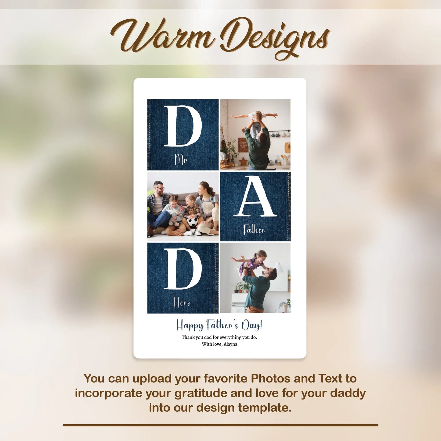 Personalized Photo Collage Plaque – Custom Name Gift for Dad or Mom