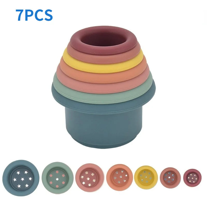 Baby Silicone Hourglass Stacking Toy – Montessori Bath & Learning Gift