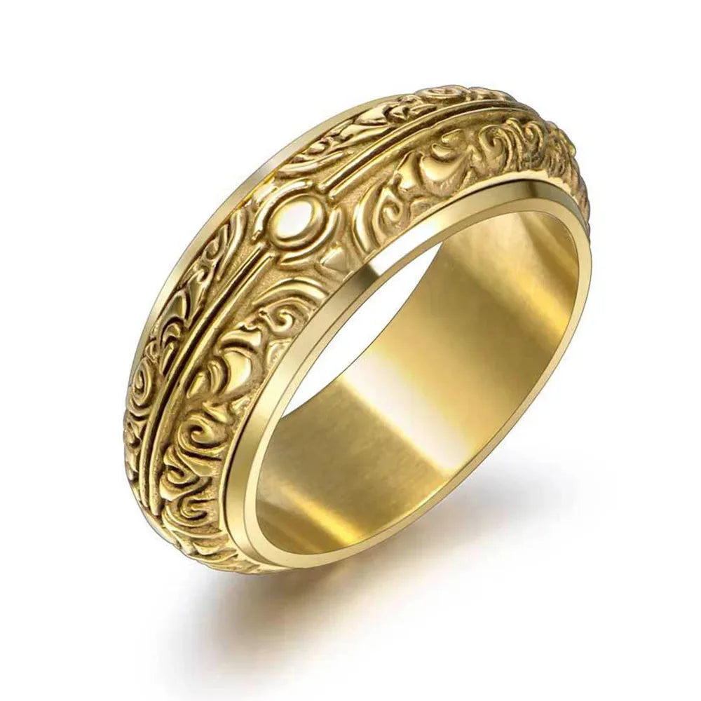 Titanium Steel Rotatable Ring – Retro Earth Design for Men & Women