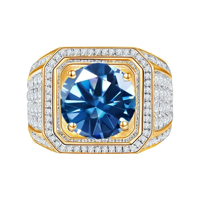 1CT Moissanite Men's Ring – 6.5mm Platinum-Plated 925 Silver with GRA Certificate