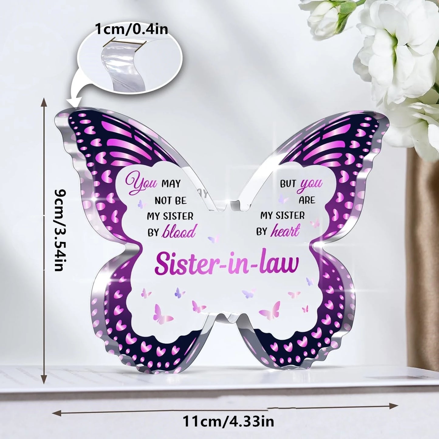 Butterfly Acrylic Plaque – Sister-in-Law Gift for Mother's Day & Birthdays