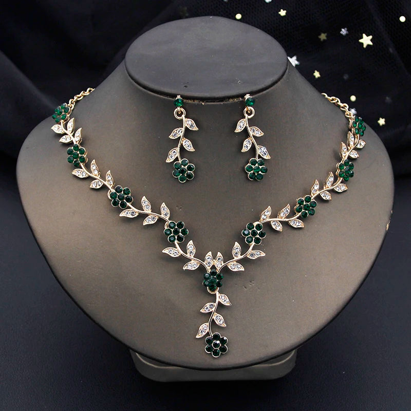 3-Piece Baroque Bridal Crown & Jewelry Set – Necklace, Earrings & Tiara for Prom