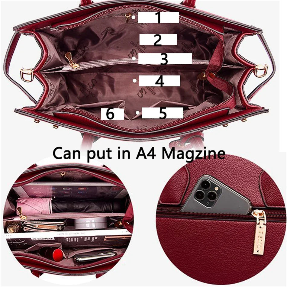 Genuine Leather Handbag – Luxury Tote & Crossbody Bag for Women