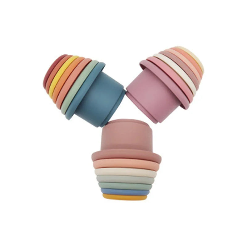 Baby Silicone Hourglass Stacking Toy – Montessori Bath & Learning Gift