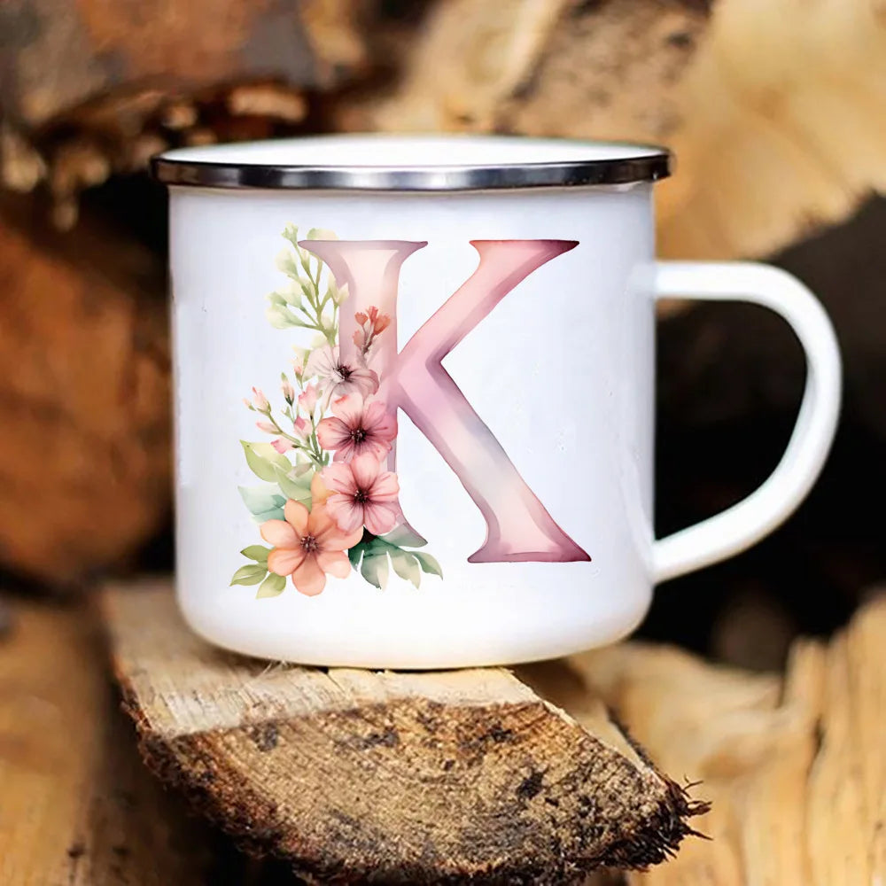 Personalized Floral Initial Mug – Monogram Coffee/Tea Gift for Weddings & Birthdays