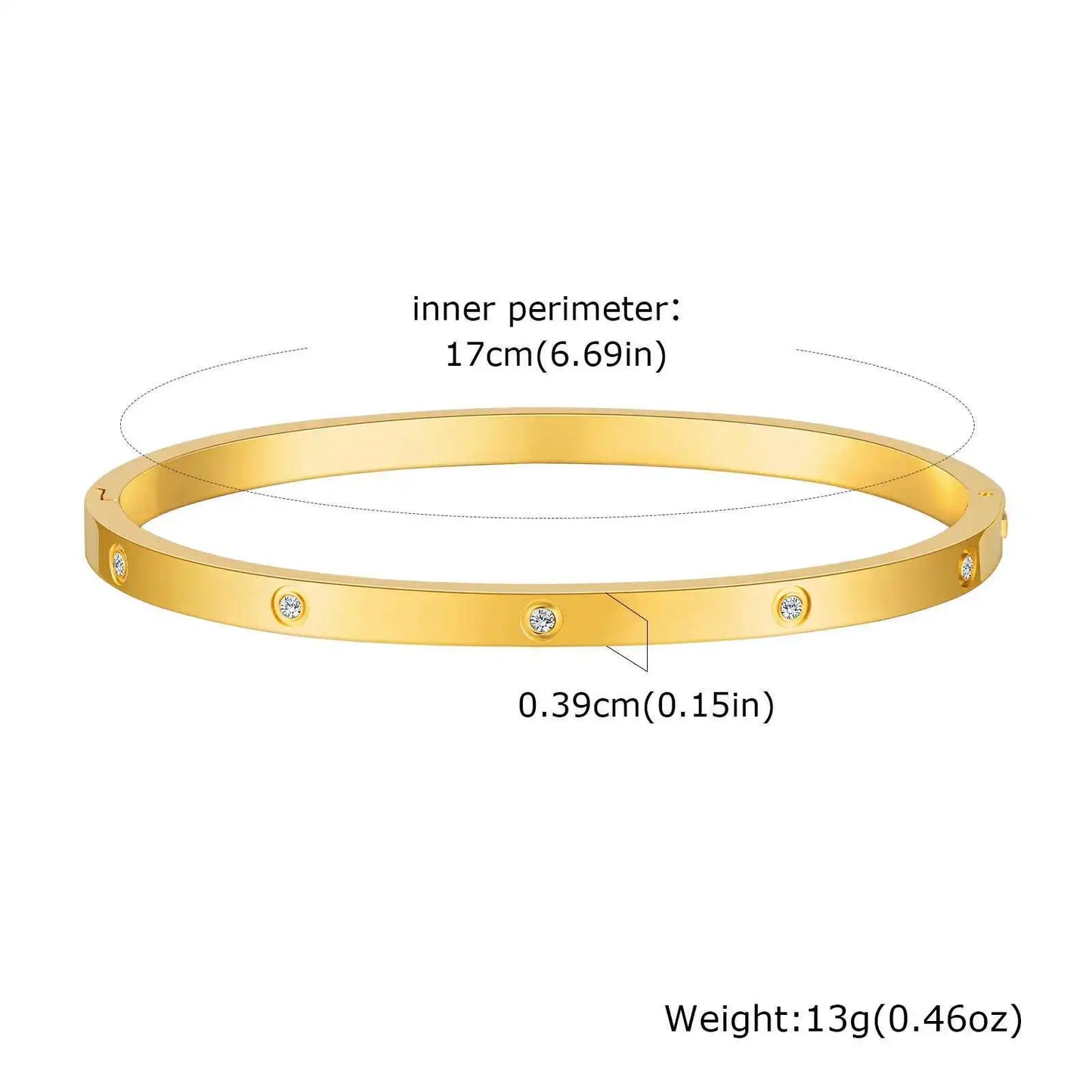 Prjewel Luxury Zircon Bangle – Waterproof Stainless Steel Bracelet