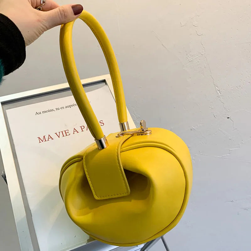 Mini Round Designer Handbag – PU Leather Bowling-Style Shoulder & Armpit Bag