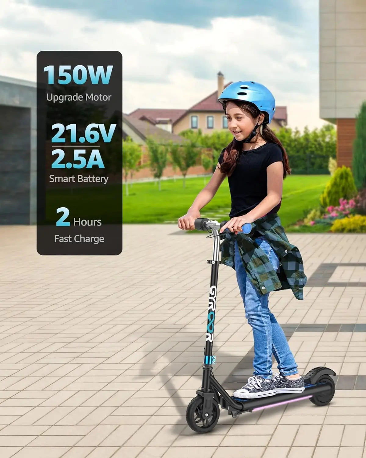 Kids Electric Scooter – 150W Motor, LED Display, Dual Brake System, Adjustable Height & Speed