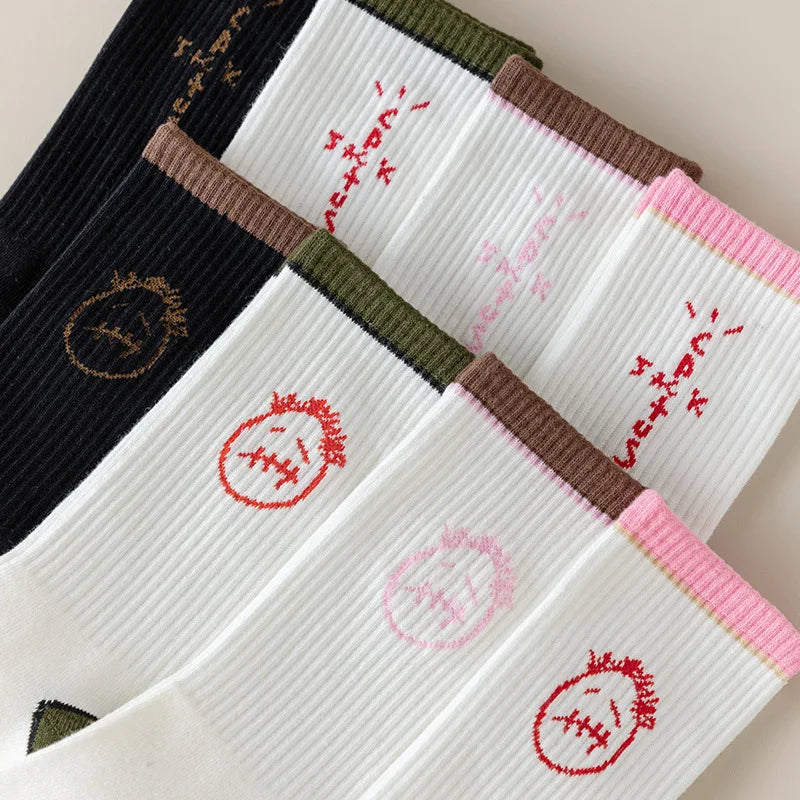 Fun street black men's socks, Cantum Jack skateboard socks, cute women's pink cotton socks as fashionable gifts