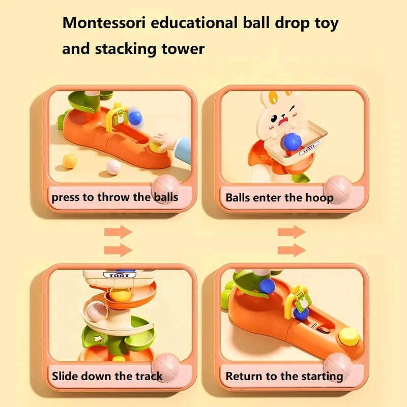 Montessori Ball Drop Stacking Tower Toy for Toddlers (1-3 Years)