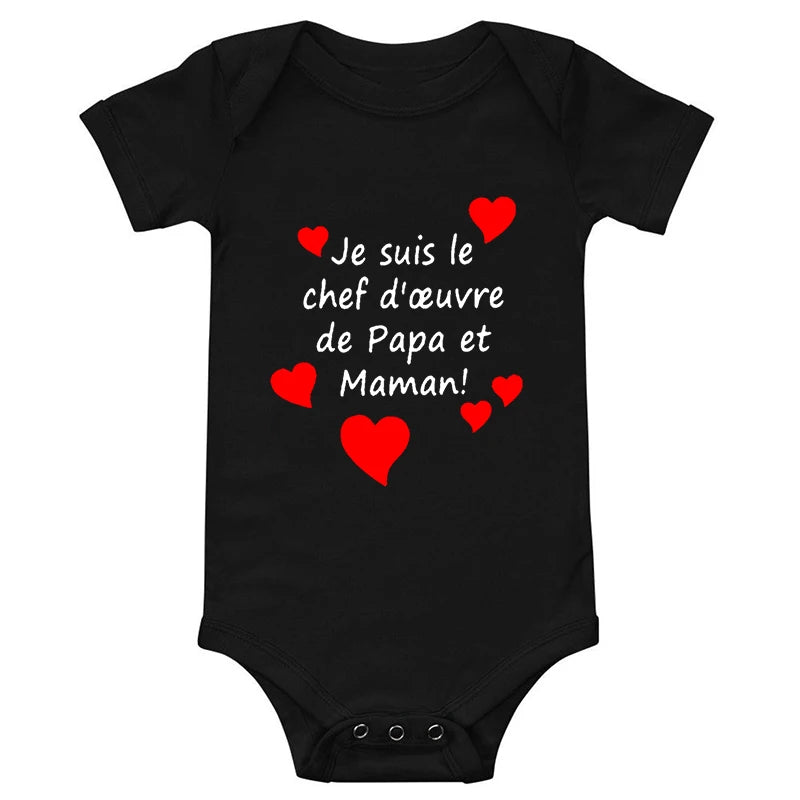 I Am Mom and Dad's Masterpiece" Baby Romper – Perfect for Mother's & Father's Day